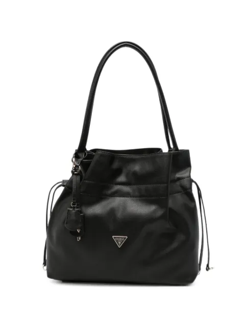 GUESS USA Karima drawstring-fastening leather tote bag Black HWNG2249230BLA