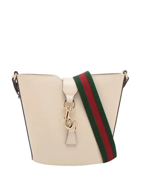 Gucci Pre-Owned 2016-2026 Mini Calfskin Web Jackie Bucket Bag crossbody bag White LRBY4Z74N6ENY9SS