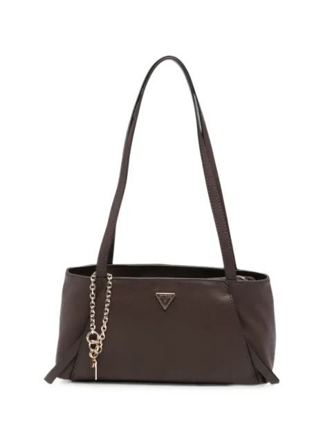 GUESS USA logo-plaque pebbled shoulder bag Brown G9745090