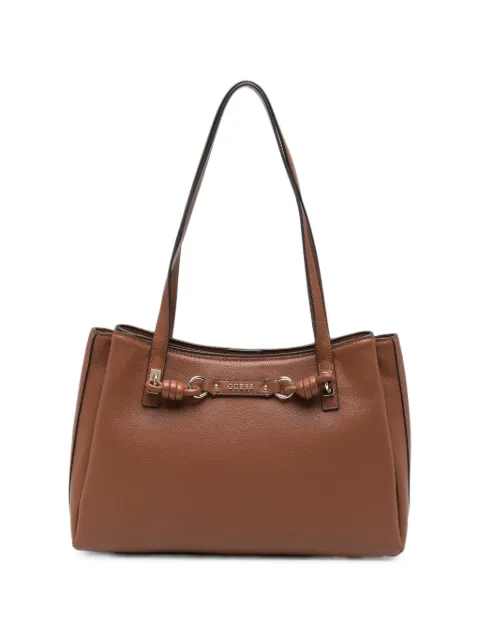 GUESS USA logo-plaque knotted-detail tote bag Brown BG9742230