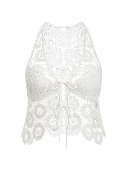 Seafolly floral-lace tie-front top White 55381TO