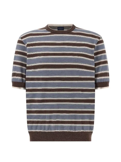 Paul & Shark striped double-collar knitted T-shirt Blue 16311006414