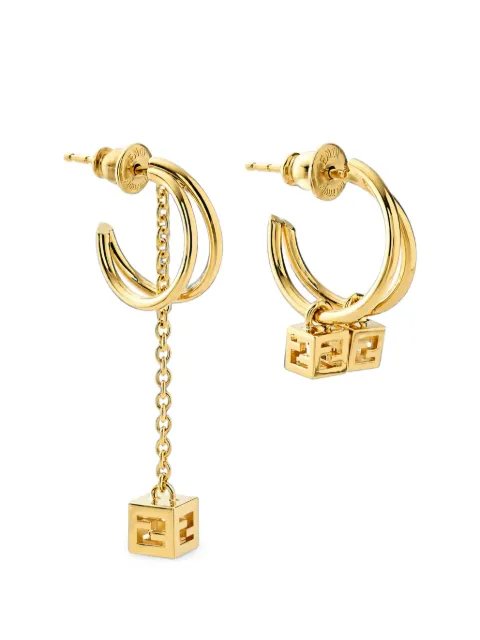 FENDI FF logo asymmetrical earrings Gold 8AL586B08