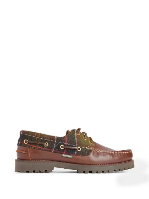 Barbour Re-Engineered tartan-panelled boat shoes Brown MFO0795BR74