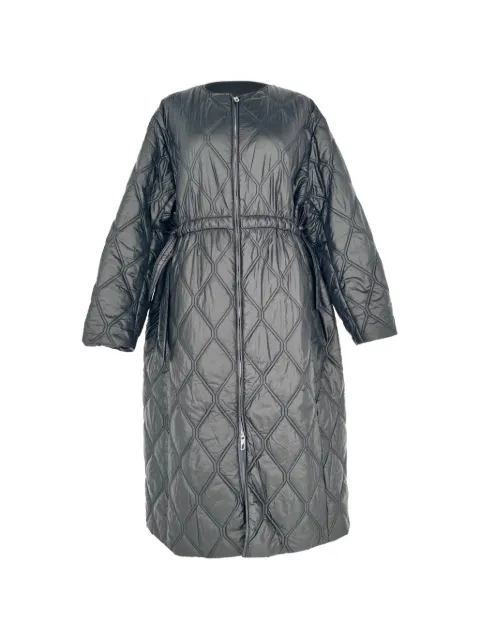 GANNI Diamond-quilted zip-up raincoat Black RFCPUGBCL787015W