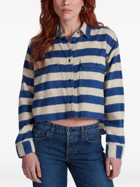 ASKK NY horizontal-stripe cropped shirt Blue W1A13I275