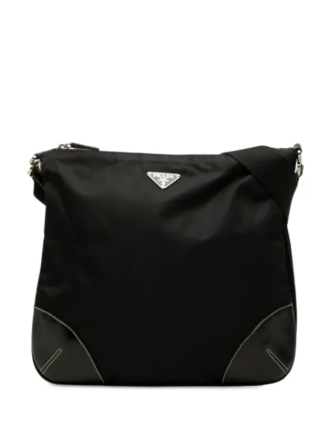 Prada Pre-Owned 2013-2026 Vitello Trimmed Tessuto Zip Top crossbody bag Black ZLWGNYXTWHC1UI66
