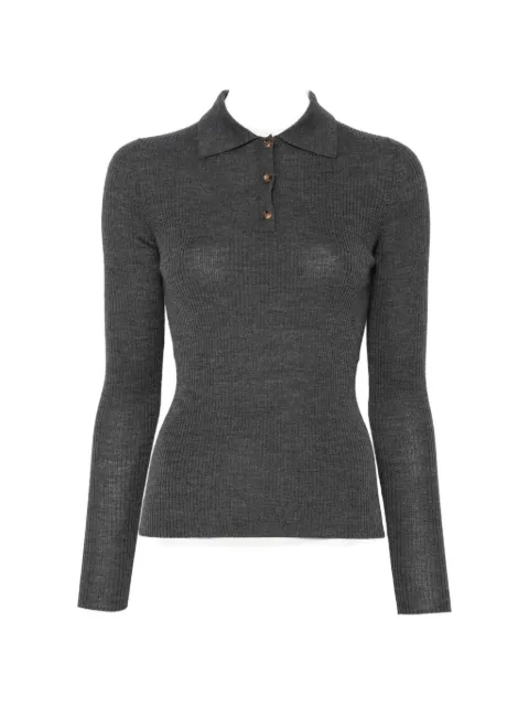 JcSophie Pisa ribbed-knit polo-collar sweater Grey P5424