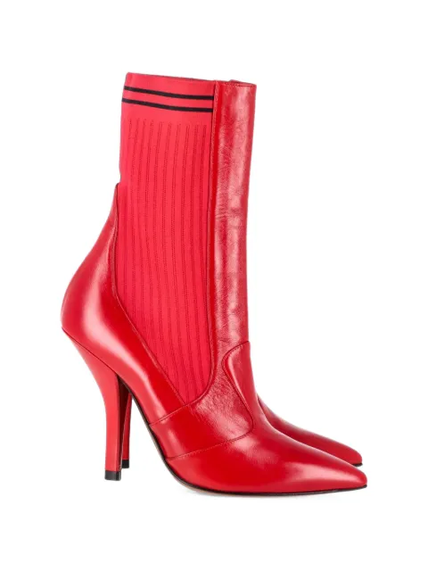 Fendi Pre-Owned Rockoko stretch-knit ankle boots Red NAPPUGBSH346600W