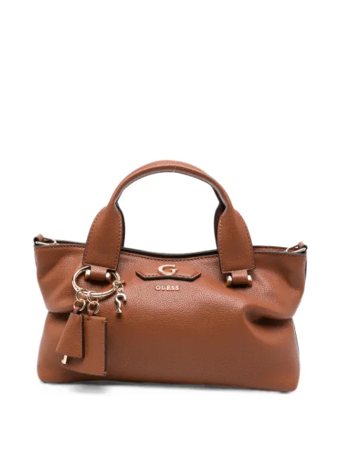 GUESS USA Susy mini logo-plaque pebbled leather tote bag Brown HWBG2322760COG