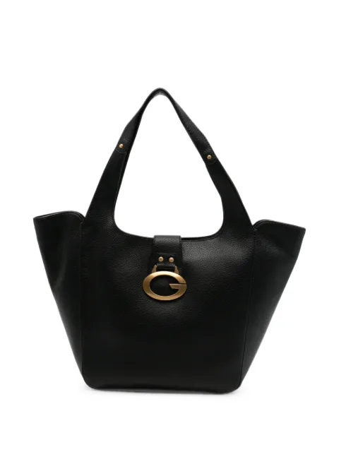 GUESS USA logo-plaque pebbled-leather tote bag Black HWBB9308240BLA