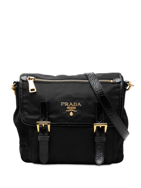 Prada Pre-Owned 2010-2026 Tessuto Zip Double Buckle Messenger Bag crossbody bag Black AM4AAWNNGLT6F0EM