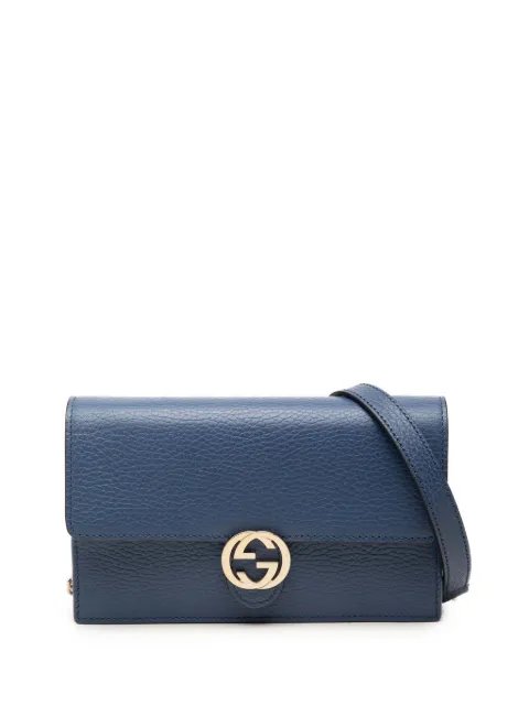 Gucci Pre-Owned 2016-2026 Dollar Calfskin Interlocking G Wallet on Chain crossbody bag Blue 0PRLMH4LLSN3RV2X