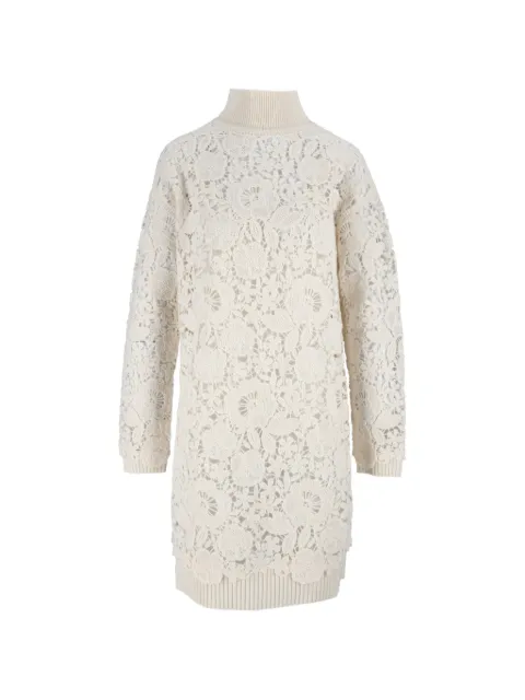 Ermanno Scervino lace-panelled high-neck mini dress White D49EQ002E58