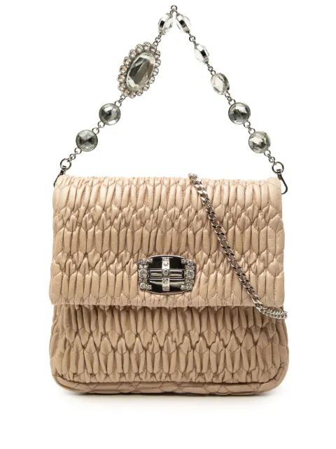 Miu Miu Pre-Owned 2010-2026 Matelasse Nappa Crystal Chain satchel Neutrals 80F2T0ISTH6DL52J