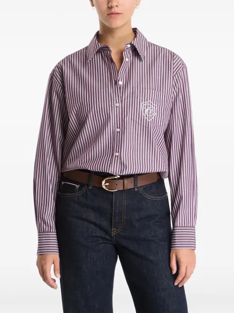Gant vertical-stripe logo-embroidered shirt Purple 4300728