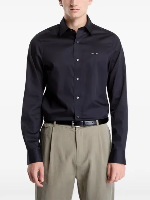 Gant logo-embroidered long-sleeve shirt Black 32303005