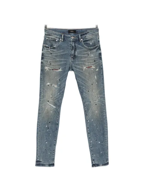 Purple Brand distressed paint-splatter skinny jeans Blue P001PIPR426