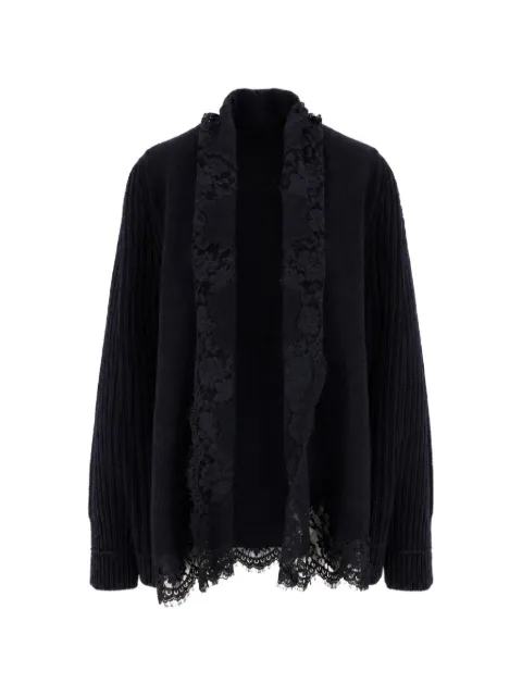 Ermanno Scervino lace-trim ribbed-knit cardigan Black D49EN059EO1