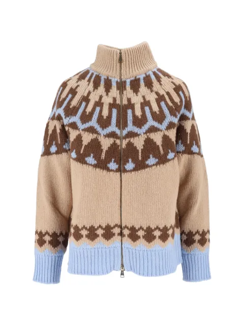 Ermanno Scervino Fair Isle zip-up cardigan Neutrals D49EN035E81