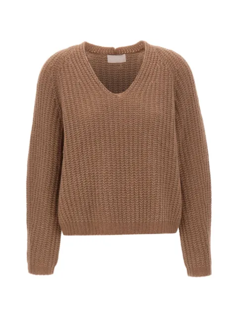 Hemisphere V-neck cable-knit sweater Brown 262C50317