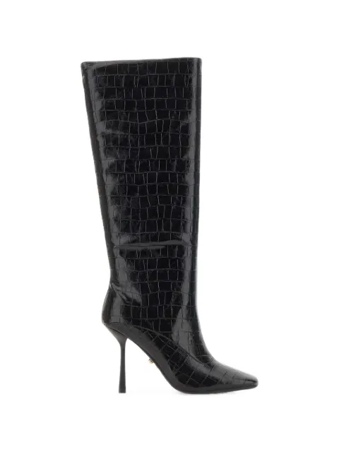 TWENTY FOURHAITCH Veoma crocodile-effect square-toe boots Black S0232NER