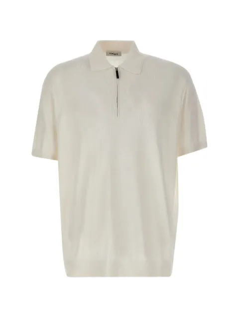 Kangra cable-knit half-zip polo shirt White 302310