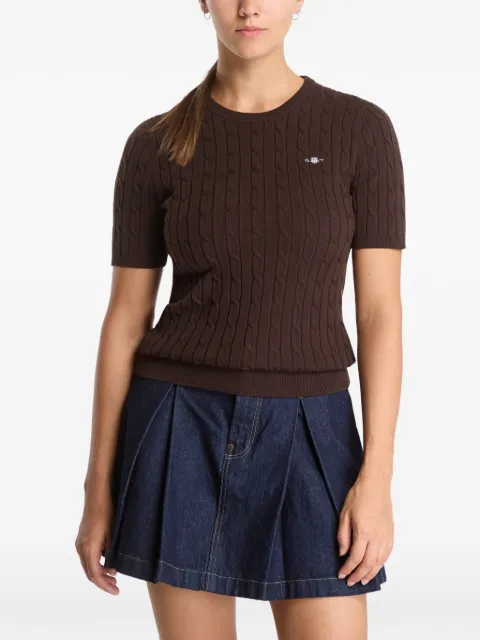 Gant cable-knit short-sleeve sweater Brown 4800105202