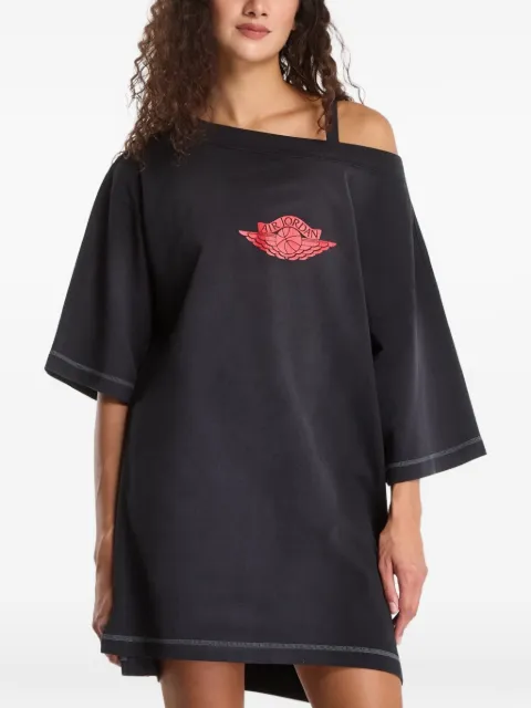 Jordan Flight logo-print off-shoulder mini dress Black IM6801