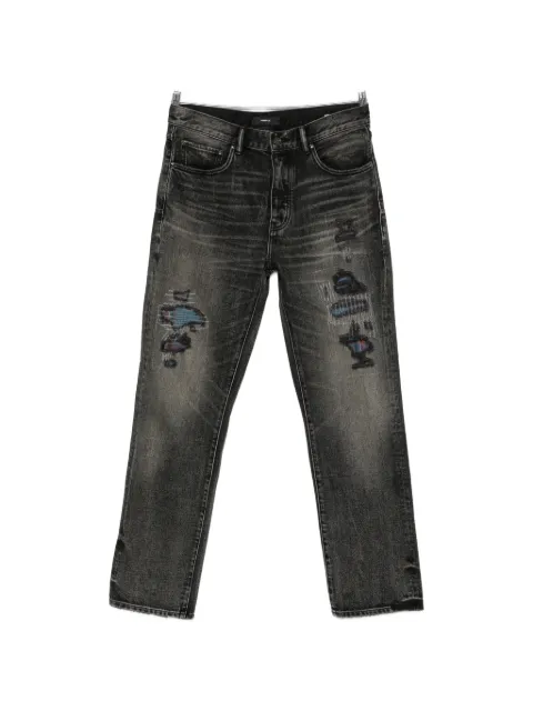 Purple Brand distressed patchwork-detail jeans Black P011RRWB426
