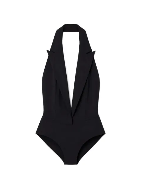 Amazuìn halterneck peak-lapel bodysuit Black 13HELUDB