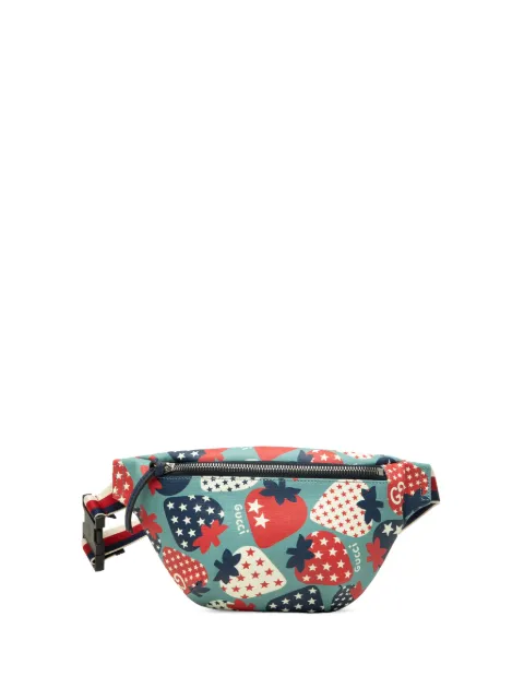 Gucci Pre-Owned 2016-2026 Kids Coated Canvas Cosmic Strawberries Web belt bag Blue Z7OXMYYDZTAYTXSU