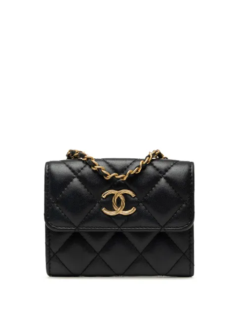 CHANEL Pre-Owned 2021 CC Quilted Lambskin Card Holder On Chain crossbody bag Black DH2TA09TTF6DNK1U