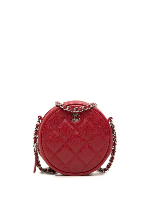 CHANEL Pre-Owned 2018-2019 Quilted Caviar Round Clutch With Chain crossbody bag Red 9VZBZOBT0PRD5AWH