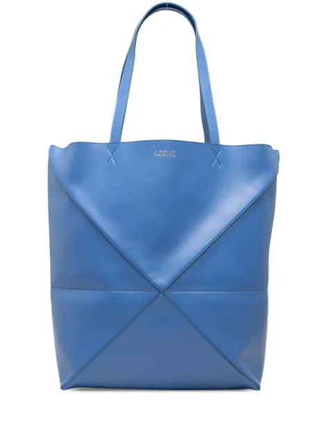 Loewe Pre-Owned 2023 Large Shiny Calfskin Puzzle Fold tote bag Blue GJANI6ELMZNMBHQ0