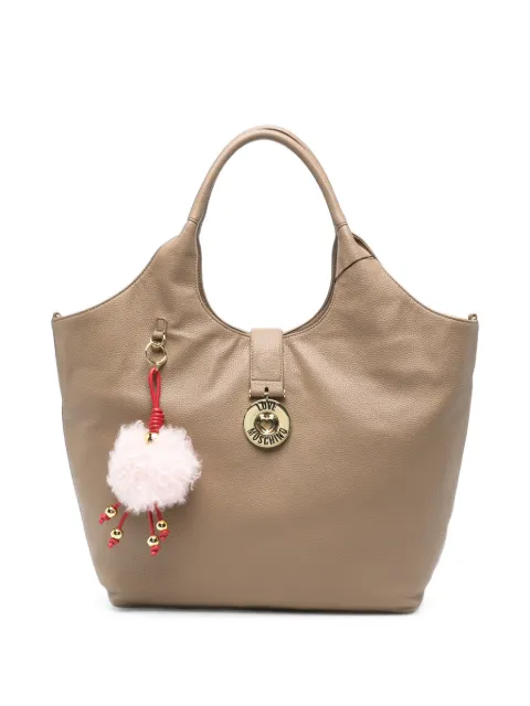 Love Moschino pebbled pompom-charm tote bag Neutrals JC4238PP0PKI0