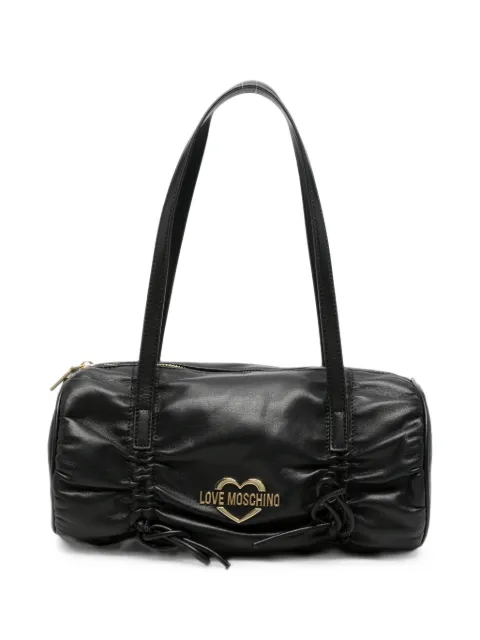 Love Moschino ruched heart-plaque tote bag Black JC4233PP0PKH0