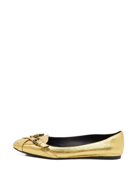 Bottega Veneta Pre-Owned criss-cross buckle ballet flats Yellow 1410477