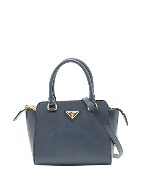 Prada Pre-Owned 2010-2026 Mini Saffiano Lux Tote satchel Blue 3DPBJOCIPHUHNQW2