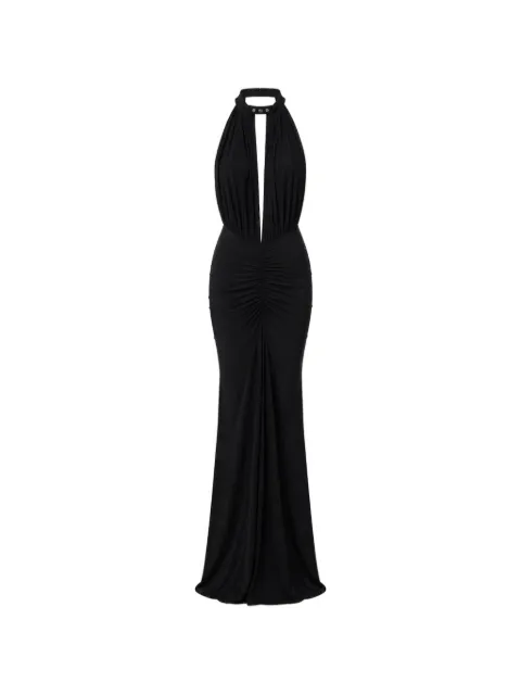 Amazuìn Glenn asymmetric gathered-bodice maxi dress Black 13GLEUDB