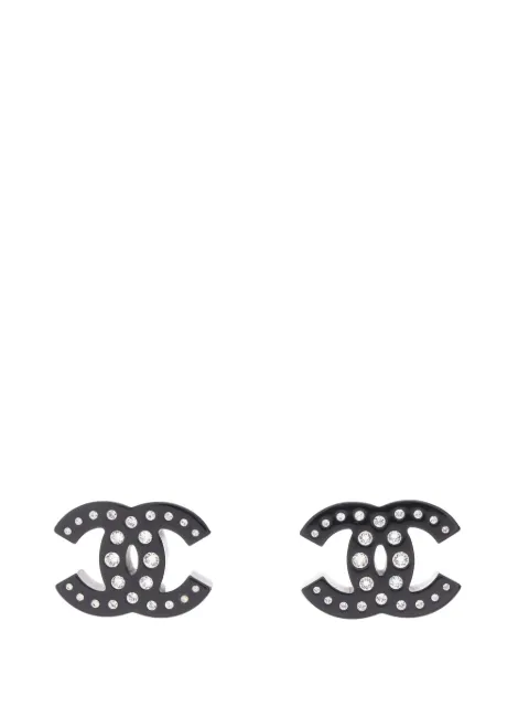 CHANEL Pre-Owned 2019 CC Resin and Strass Bullet Backs Earrings costume earrings Black MV7TT74ZSNQ2STR5