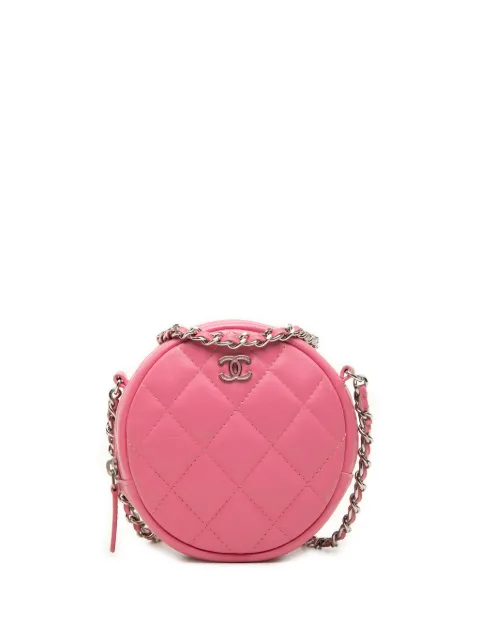 CHANEL Pre-Owned 2018-2019 CC Quilted Lambskin Round Clutch With Chain crossbody bag Pink OH0RGRSBO3EIAXMU