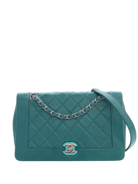 CHANEL Pre-Owned 2018 Medium Crumpled Calfskin Bi Vintage Full Flap crossbody bag Blue 49MU4KNCQN4VDN38