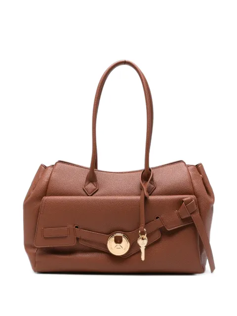 Love Moschino logo-plaque pebbled tote bag Brown JC4274PP0PKS0
