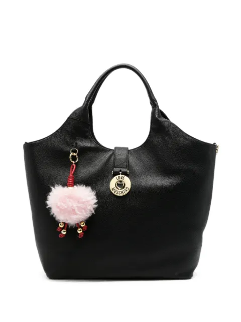 Love Moschino logo-plaque pompom-detail tote bag Black JC4238PP0PKI0