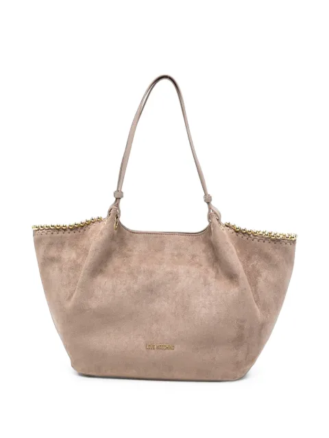 Love Moschino beaded-trim suede-effect tote bag Neutrals JC4220PP0PKF1
