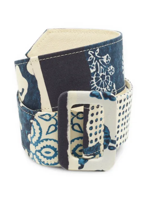 Oscar de la Renta Pre-Owned printed buckle belt Blue 1410441