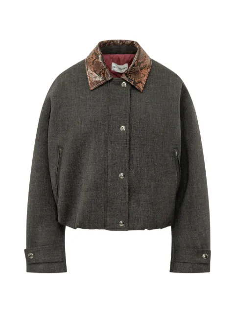DES PHEMMES snake-effect collar bomber jacket Grey D612WO