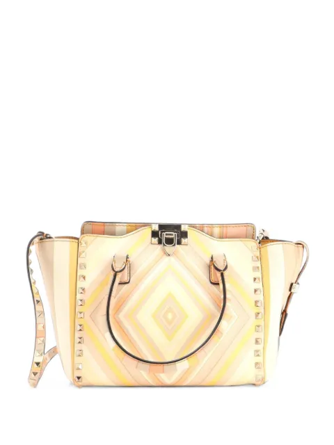 Valentino Garavani Pre-Owned 1975 Rockstud Striped Leather Small tote bag Multicolour N3T2T87I0OPA0Y79