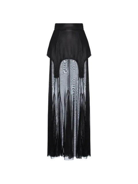 HAMZA Siren leather-panelled skirt Black SIREN20LEATHERSKIRT